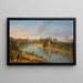 Rom, Blick auf den Tiber am Porto della Legna in Richtung Castel Sant'Angelo mit der Basilika St. Peter in der Ferne - Gaspar Van Wittel — gerahmtes Bild an der Wand