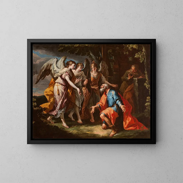 Abraham und die Engel - Gaspare Diziani — gerahmtes Bild an der Wand