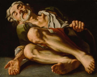 Ein alter liegender Bettler, die Hand ausgestreckt - Gaspare Traversi — Ansicht des Kunstwerks