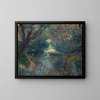 Baden im Becken im Kanu - Gaston La Touche — gerahmtes Bild an der Wand