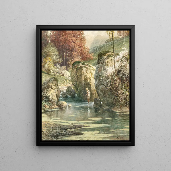 Georg Janny - Bathers in a mountain brook.webp