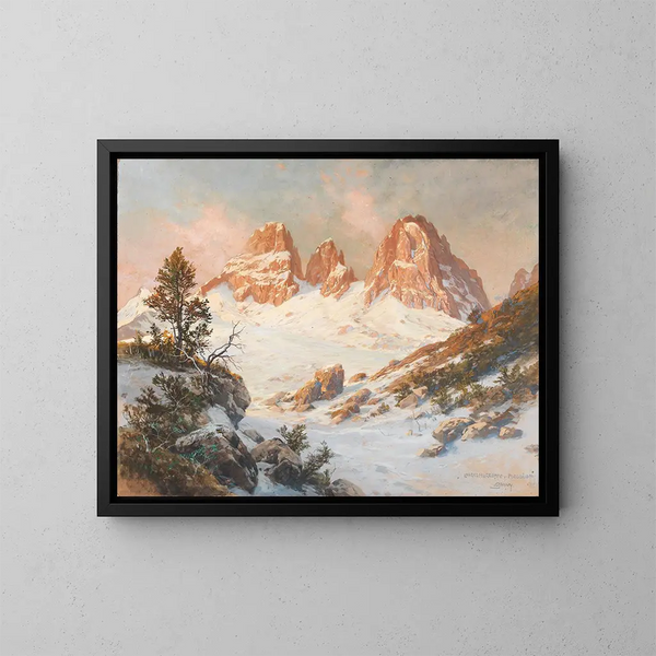 Gruppe des Langkofel gesehen vom Pordoijoch - Georg Janny — gerahmtes Bild an der Wand