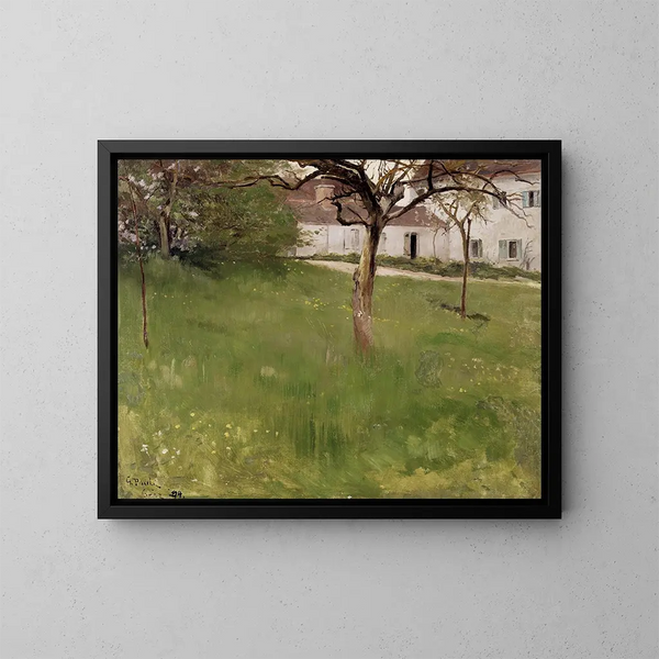 Ein Garten in Grez - Georg Pauli — gerahmtes Bild an der Wand