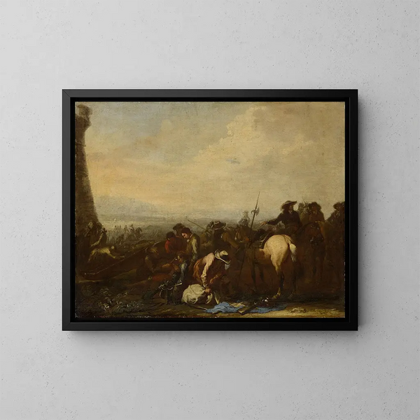 Nach der Schlacht - Georg Philipp Rugendas der Ältere — gerahmtes Bild an der Wand