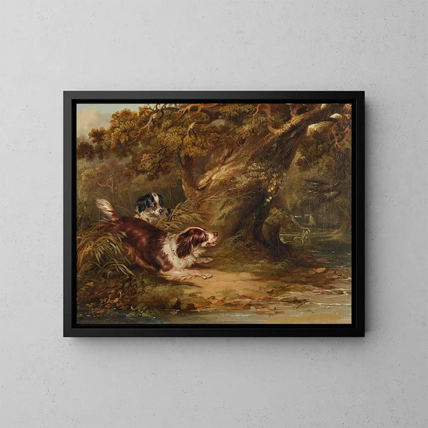 Épagneuls jagend die Ente - George Armfield — gerahmtes Bild an der Wand