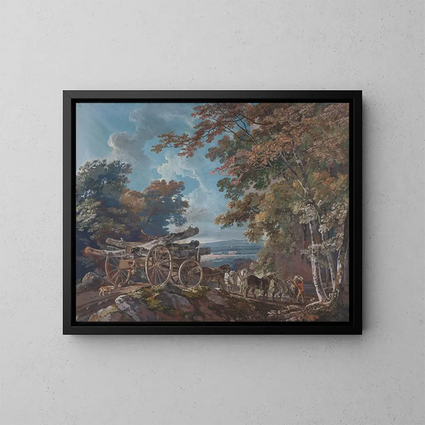 Holzfäller auf einem unebenen Weg - George Barret — gerahmtes Bild an der Wand