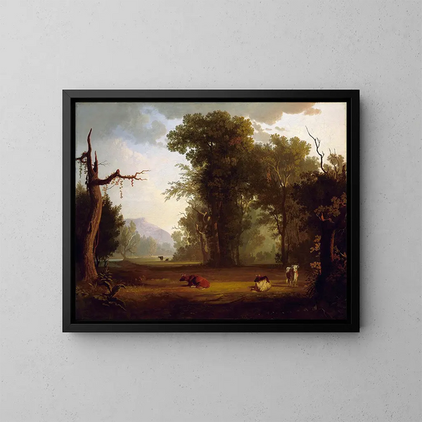 Landschaft mit Vieh - George Caleb Bingham — gerahmtes Bild an der Wand