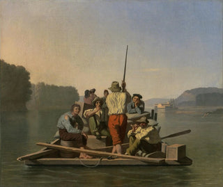 Ein gestrandetes Dampfschiff, unterstützt von einem Leichter - George Caleb Bingham — Ansicht des Kunstwerks