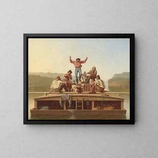 Les joyeux bateliers - George Caleb Bingham — gerahmtes Bild an der Wand
