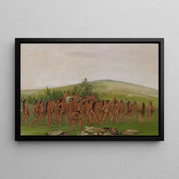 Bogenkampf der Mandans - George Catlin — gerahmtes Bild an der Wand