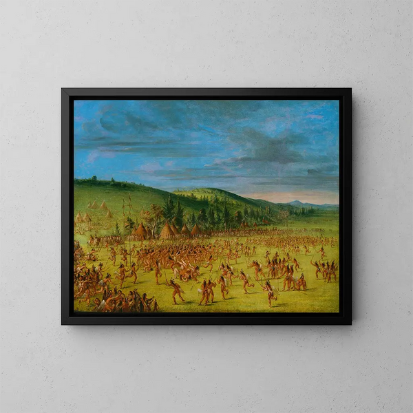 Spiel der Bälle der Choctaw - George Catlin — gerahmtes Bild an der Wand