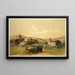 Jagd auf Bisons, eine große Gruppe - George Catlin — gerahmtes Bild an der Wand