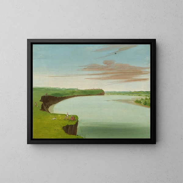 Vue lointaine du village mandan - George Catlin — gerahmtes Bild an der Wand