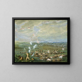 Tir de flamants en Amérique du Sud - George Catlin — gerahmtes Bild an der Wand
