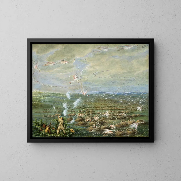 Tir de flamants en Amérique du Sud - George Catlin — gerahmtes Bild an der Wand