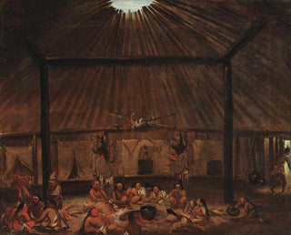 Innenansicht eines Mandan-Pavillons - George Catlin — Ansicht des Kunstwerks