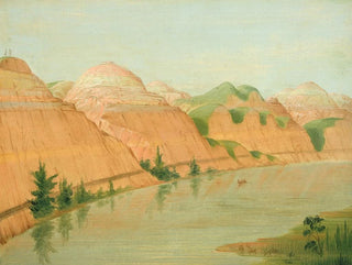 Felsen aus Ton in wunderschöner Ansicht, 1800 Meilen über Saint-Louis - George Catlin — Ansicht des Kunstwerks