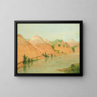 Felsen aus Ton in wunderschöner Ansicht, 1800 Meilen über Saint-Louis - George Catlin — gerahmtes Bild an der Wand