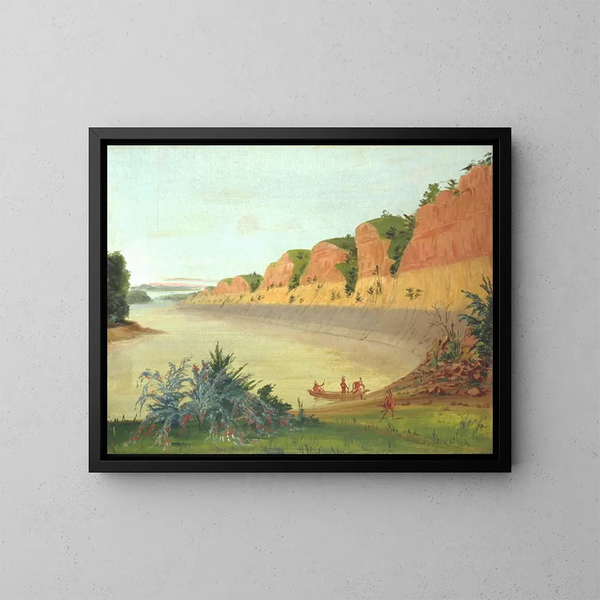 Südseite der Insel Buffalo mit Büffelbuchten im Vordergrund - George Catlin — gerahmtes Bild an der Wand