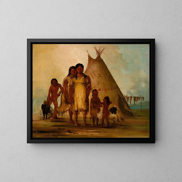 Zwei Comanchen-Mädchen - George Catlin — gerahmtes Bild an der Wand