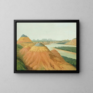Ansicht im großen Bogen des Ober-Missouri - George Catlin — gerahmtes Bild an der Wand