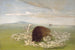 Weiße Wölfe, die einen Büffel angreifen - George Catlin — Ansicht des Kunstwerks