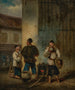 Drei Männer, die Suppe um ein Lagerfeuer trinken - George Chinnery — Ansicht des Kunstwerks