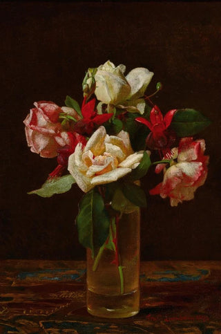 George Cochran Lambdin - Still Life with Roses and Fuchsia.webp
