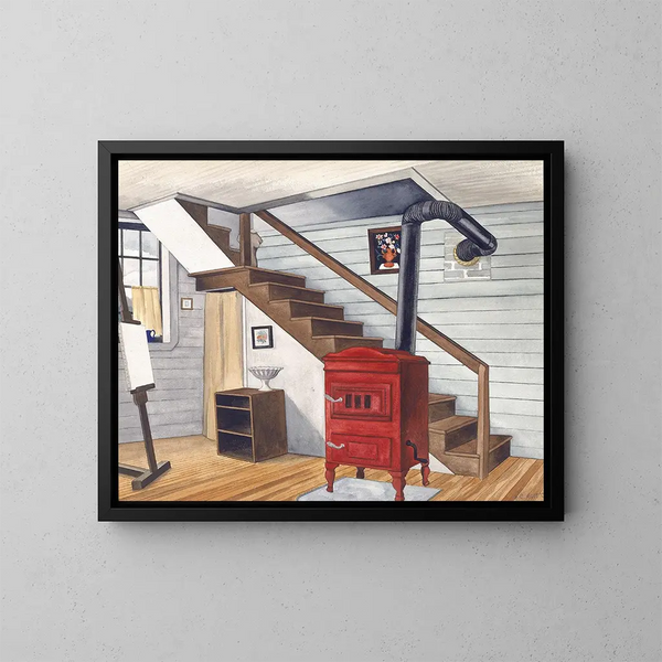 Innenaufnahme eines Ateliers - George Copeland Ault — gerahmtes Bild an der Wand