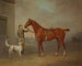 Der Kastanienjäger von M. Yarburgh, Robin Hood, gehalten von einem Kutscher mit einem Hund in einer Landschaft - George Haigh — Ansicht des Kunstwerks