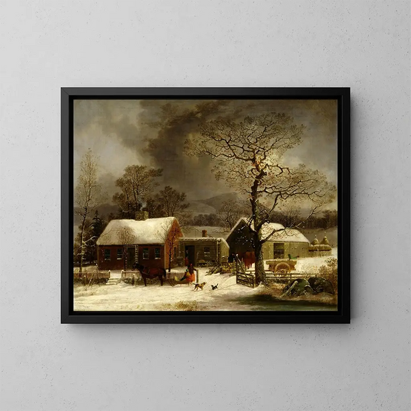 Winterlandschaft in New Haven, Connecticut - George Henry Durrie — gerahmtes Bild an der Wand