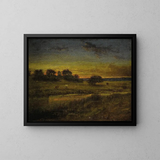 Weide bei Morgengrauen - George Inness — gerahmtes Bild an der Wand