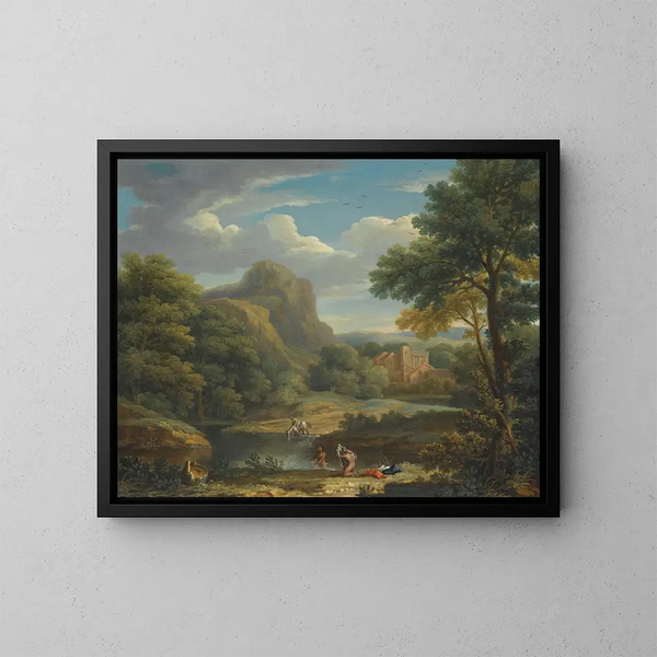 Landschaft mit Bergen - George Lambert — gerahmtes Bild an der Wand