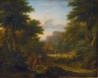 Landschafts-Gemälde mit Figuren, die sich in der Nähe eines Bachs ausruhen - George Lambert — Ansicht des Kunstwerks
