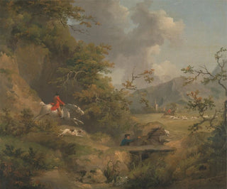 Jagd im hügeligen Land - George Morland — Ansicht des Kunstwerks