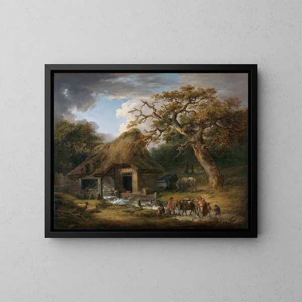 Der alte Wasser-Mühle - George Morland — gerahmtes Bild an der Wand