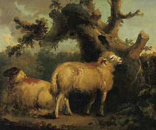 Zwei Schafe in einer Landschaft - George Morland — Ansicht des Kunstwerks