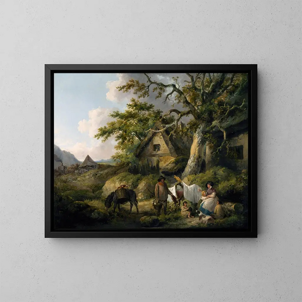 Ansicht in Enderby, Leicestershire - George Morland — gerahmtes Bild an der Wand