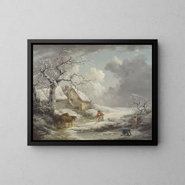 Winterlandschaft - George Morland — gerahmtes Bild an der Wand