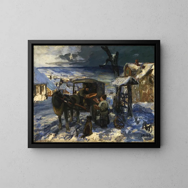 Dorfszene - George Overbury Hart — gerahmtes Bild an der Wand