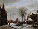 Markt der Mühlen in Amsterdam mit dem Gebäude Het Zeerecht im Winter - George Pieter Westenberg — Ansicht des Kunstwerks