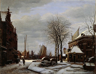 Markt der Mühlen in Amsterdam mit dem Gebäude Het Zeerecht im Winter - George Pieter Westenberg — Ansicht des Kunstwerks