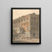 York House, an der Ecke von Villiers Street und dem Strand, mit dem alten und modernen Drucklager von Richardsons im Vordergrund - George Shepheard — gerahmtes Bild an der Wand