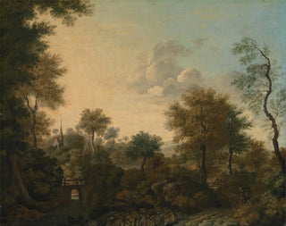 Eine vermutete Aussicht in der Nähe von Arundel, Sussex, mit Figuren auf einem Weg - George Smith — Ansicht des Kunstwerks