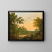 Ein bewaldetes Landschaft mit Fischern und Hirten in der Nähe eines Teiches, eine Ruine im Hintergrund - George Smith — gerahmtes Bild an der Wand