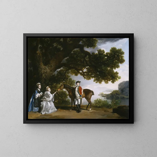 Kapitän Samuel Sharpe Pocklington mit seiner Frau Pleasance und vielleicht seiner Schwester Frances - George Stubbs — gerahmtes Bild an der Wand