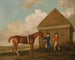 Eclipse in Newmarket mit einem Pferdepfleger und einem Jockey - George Stubbs — Ansicht des Kunstwerks