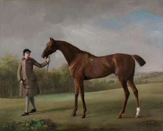 Lustre gehalten von einem Diener - George Stubbs — Ansicht des Kunstwerks