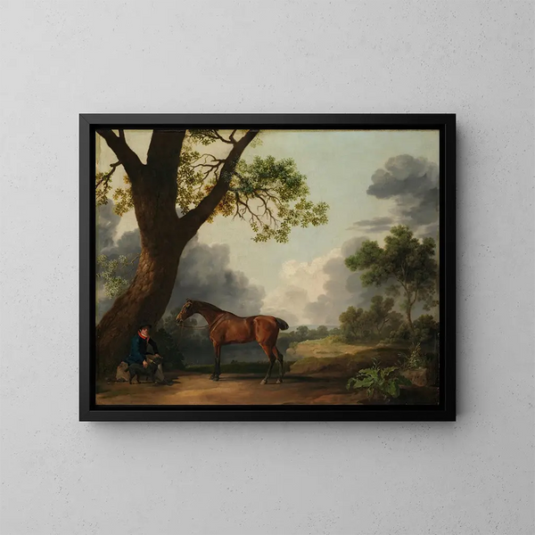 Der dritte Herzog von Dorset, Jäger mit einem Kutscher und einem Hund - George Stubbs — gerahmtes Bild an der Wand