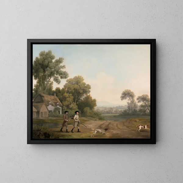 Zwei Edelmann auf der Jagd - George Stubbs — gerahmtes Bild an der Wand